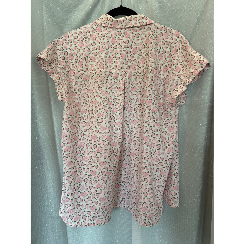 Style & Co. Ditsy Rose Floral Short Sleeve Collared Button Up Shirt Sz Large - Picture 2 of 8